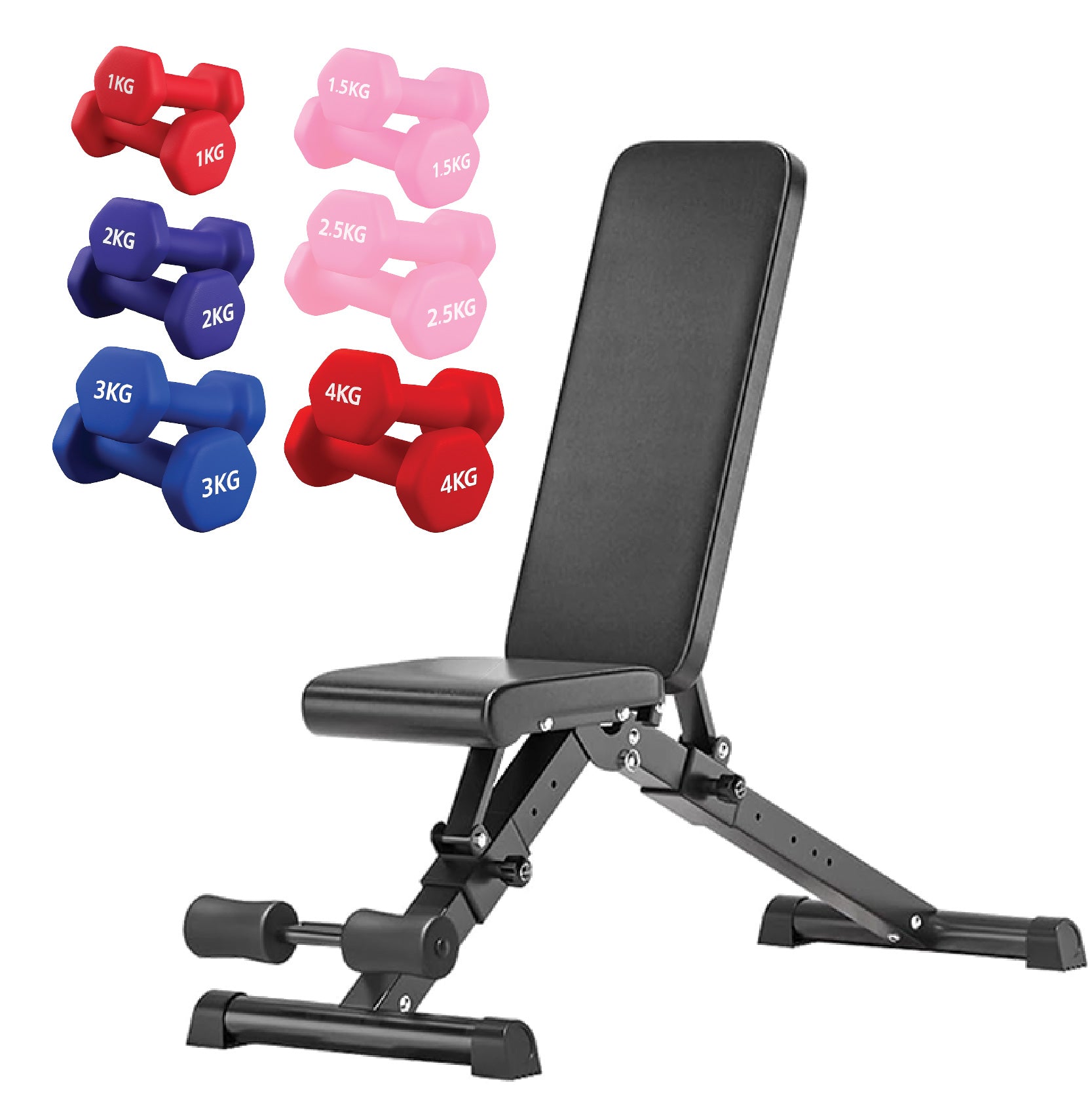 Neoprene hex dumbbells with 6 tier Storage Rack