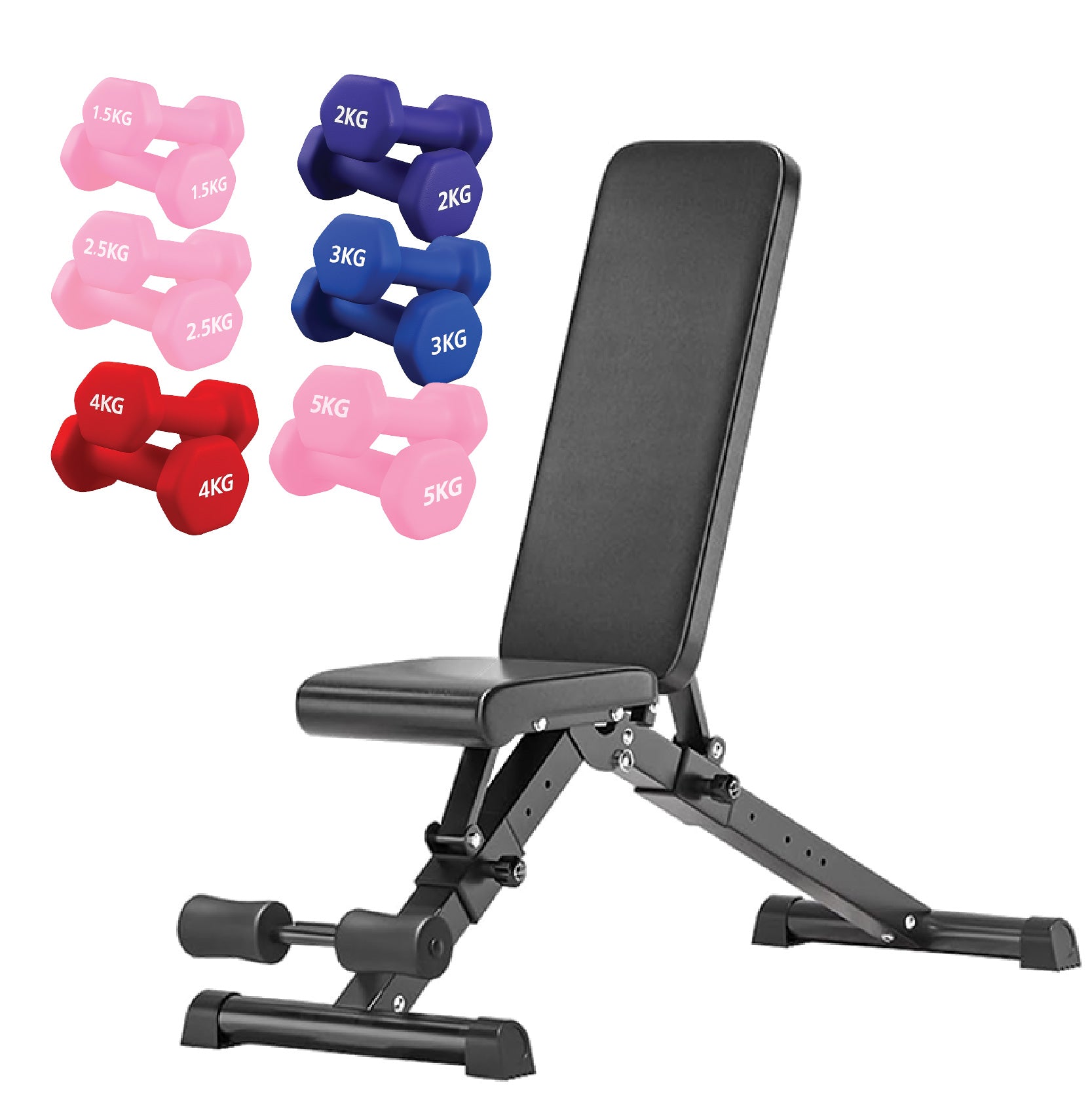 Neoprene hex dumbbells with 6 tier Storage Rack