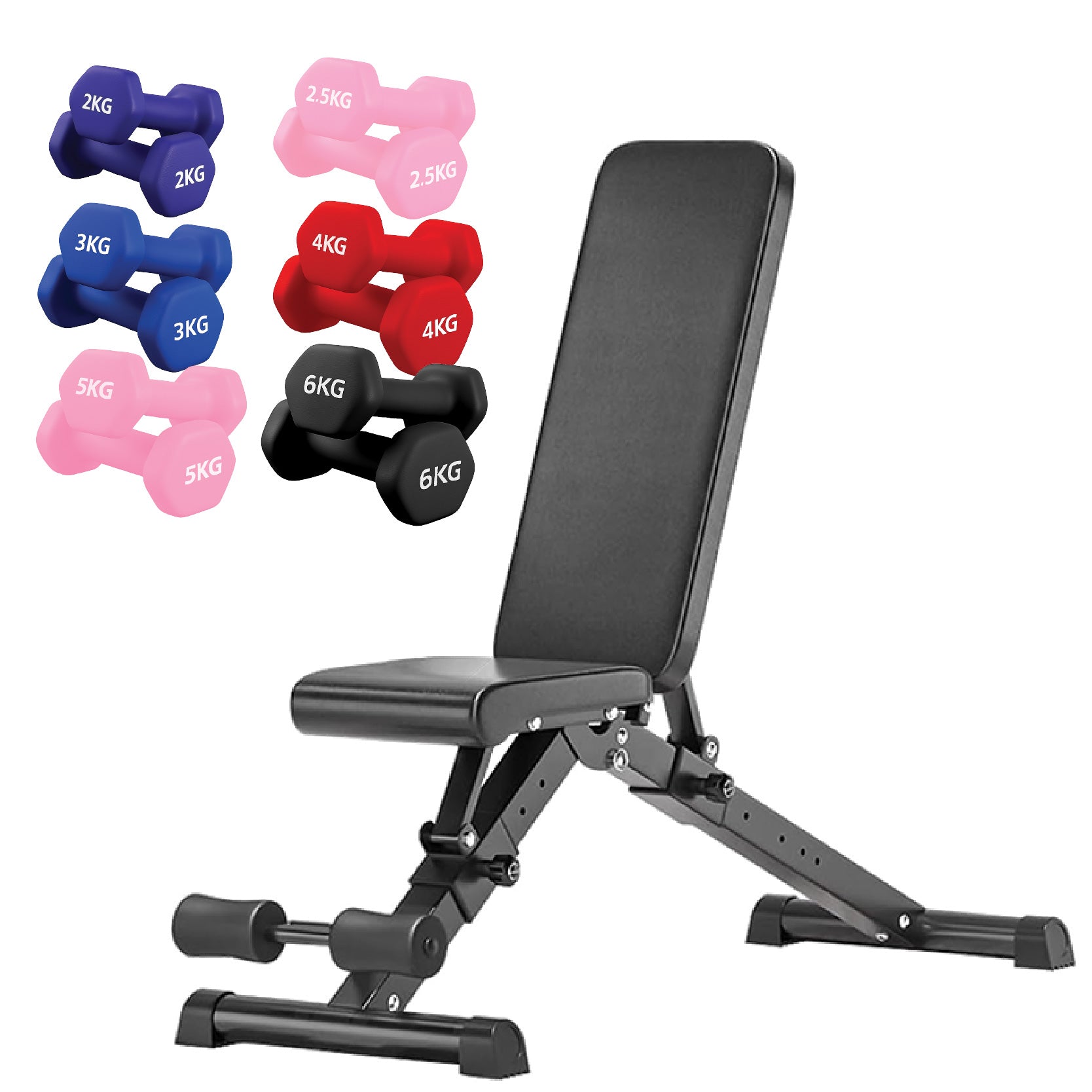 Neoprene hex dumbbells with 6 tier Storage Rack
