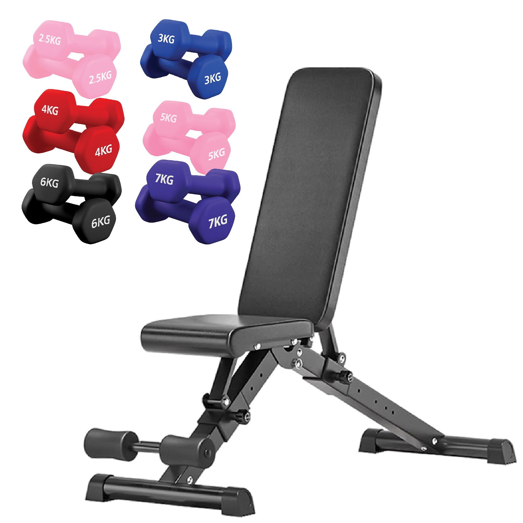 Neoprene hex dumbbells with 6 tier Storage Rack