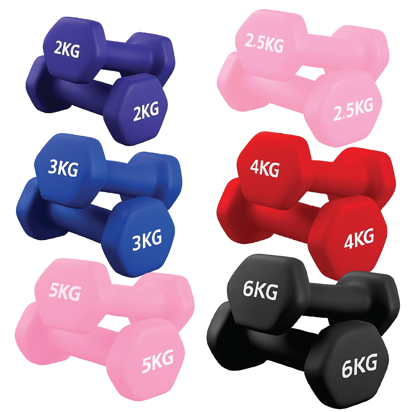 Neoprene hex dumbbells with 6 tier Storage Rack