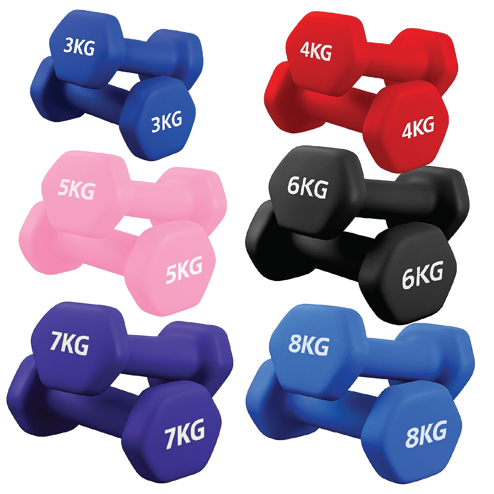 Neoprene hex dumbbells with 6 tier Storage Rack