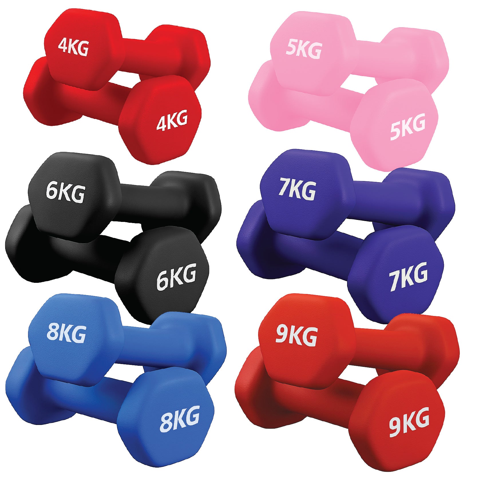 Neoprene hex dumbbells with 6 tier Storage Rack