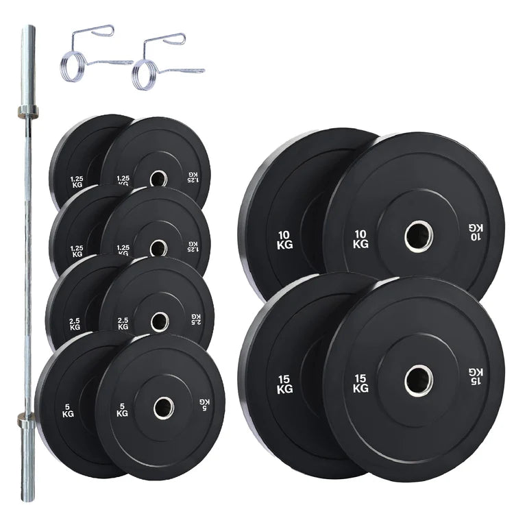 Olympic Bumper Weight Plates – Rubber Coated 2-Inch Disc Set