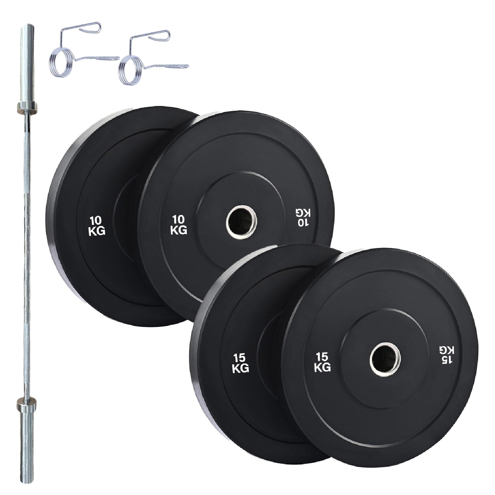 Olympic Bumper Weight Plates – Rubber Coated 2-Inch Disc Set