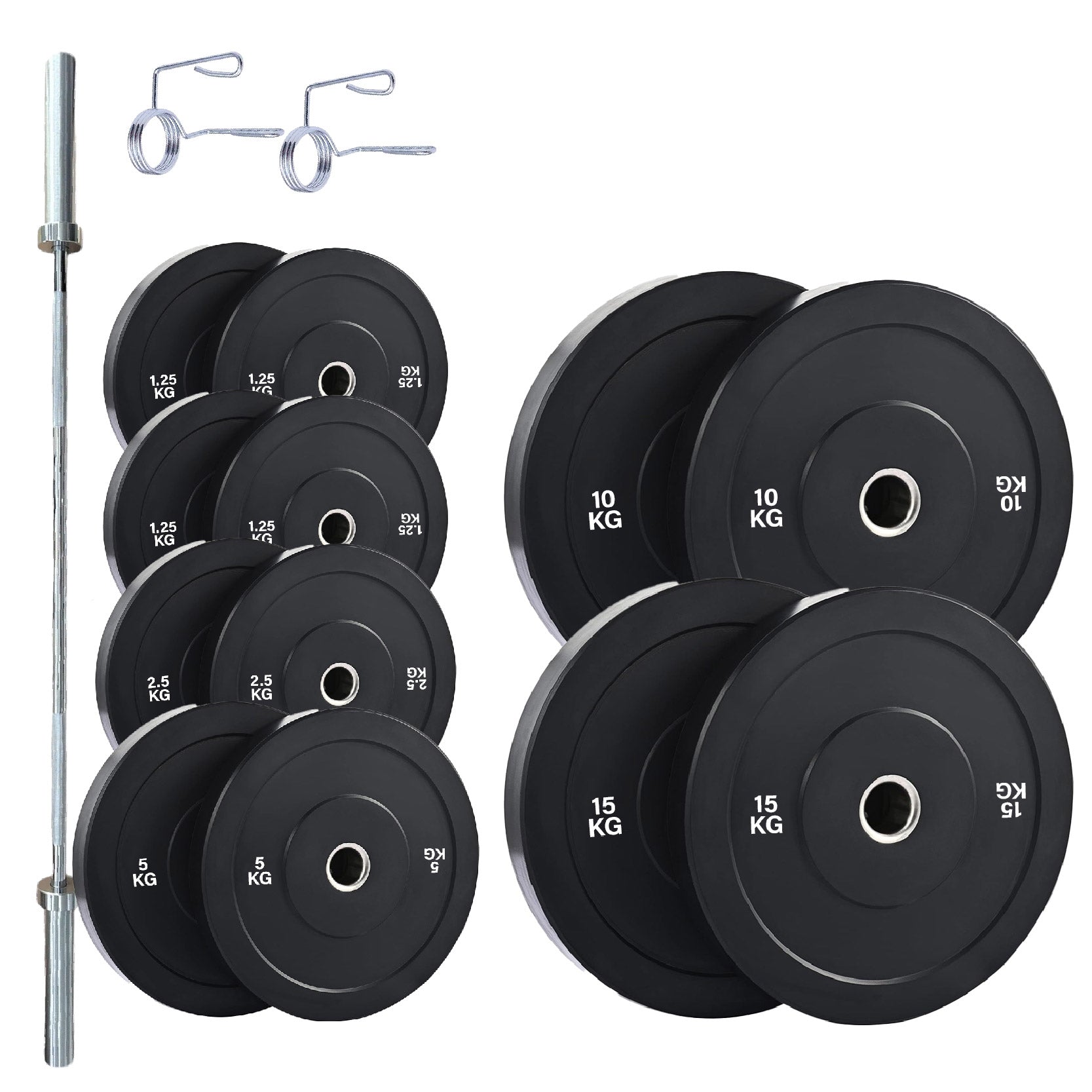 Olympic Bumper Weight Plates – Rubber Coated 2-Inch Disc Set