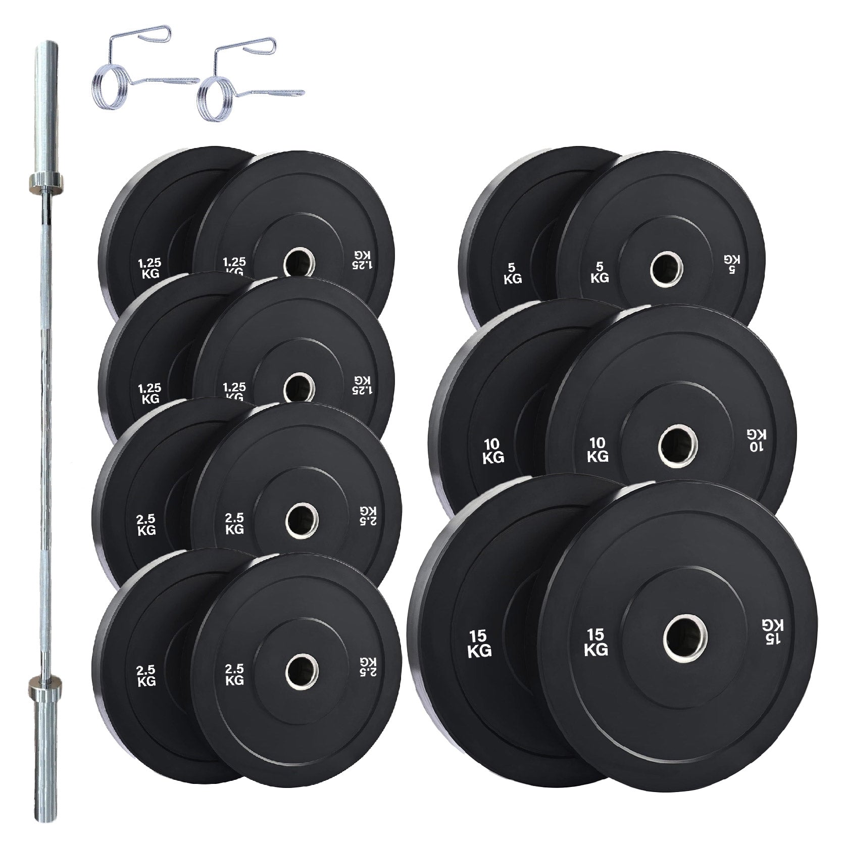 Olympic Bumper Weight Plates – Rubber Coated 2-Inch Disc Set