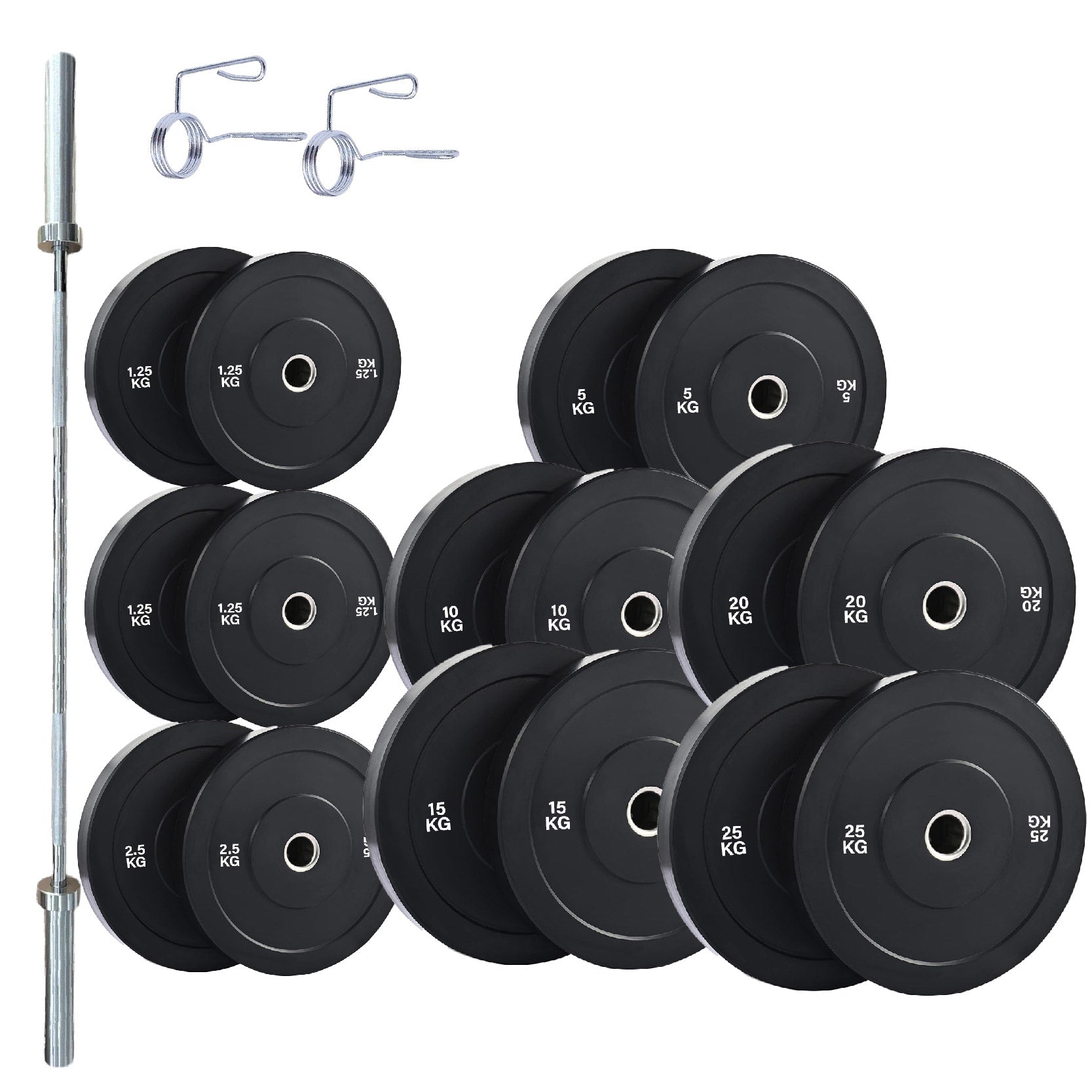 Olympic Bumper Weight Plates – Rubber Coated 2-Inch Disc Set