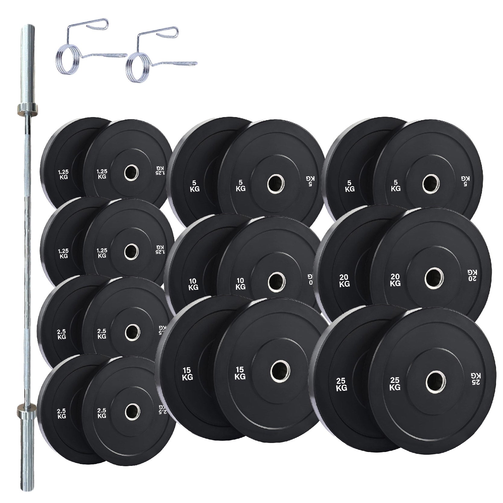 Olympic Bumper Weight Plates – Rubber Coated 2-Inch Disc Set