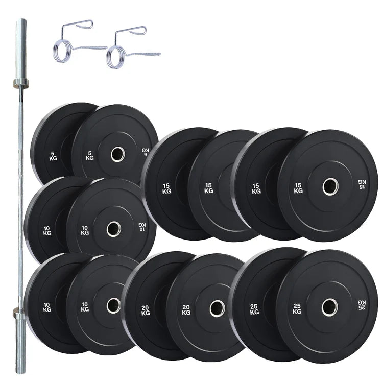 Olympic Bumper Weight Plates – Rubber Coated 2-Inch Disc Set