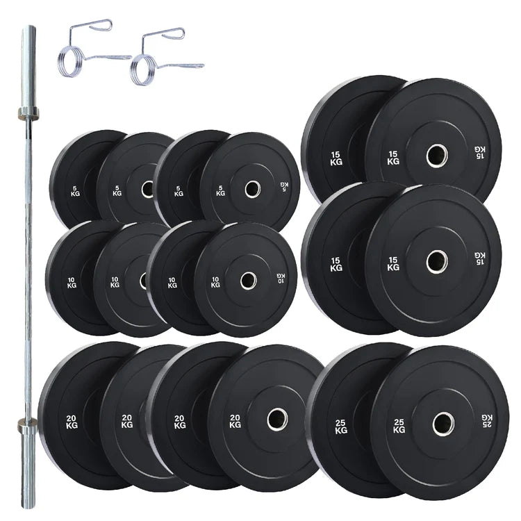 Olympic Bumper Weight Plates – Rubber Coated 2-Inch Disc Set
