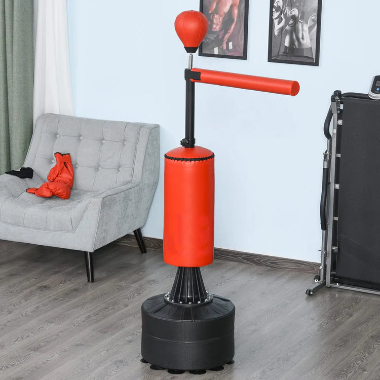 Adjustable Free Standing Boxing Bag with Stand & Gloves