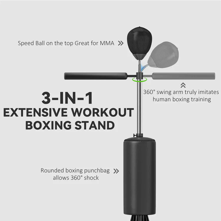 Adjustable Free Standing Boxing Bag with Stand & Gloves