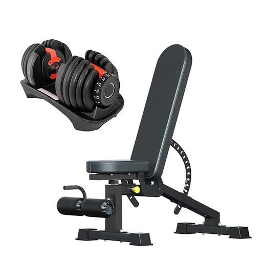 Adjustable Dumbbell Set 24kg (53lbs) – Quick Dial Weights for Home Gym