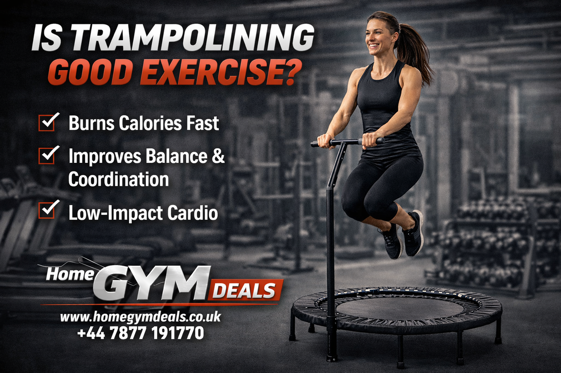 Is trampolining good exercise for fitness, mini trampoline workout benefits, Home Gym Deals UK cardio training and calorie burning guide