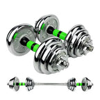 20kg Adjustable Steel Dumbbell Set – Walnut Handle Free Weights for Home Gym