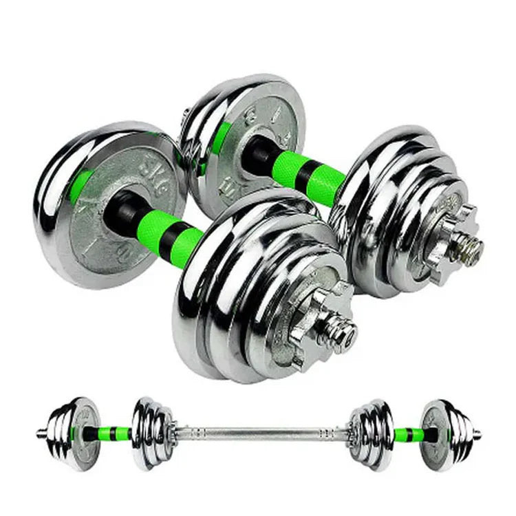 20kg Adjustable Steel Dumbbell Set – Walnut Handle Free Weights for Home Gym