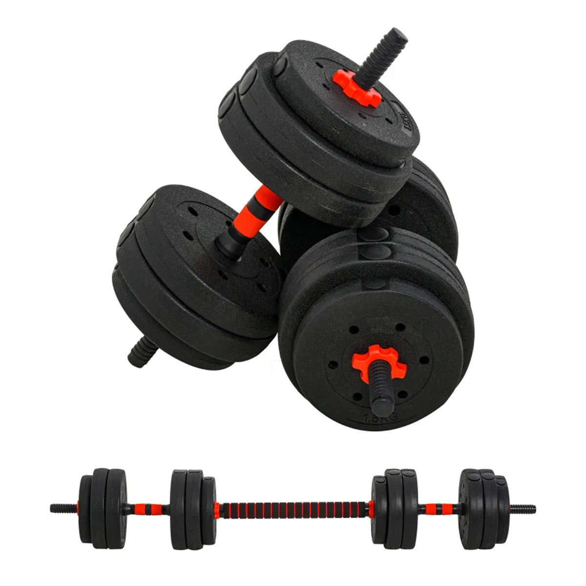Adjustable Dumbbells & Barbell Set (20 kg / 25 kg / 30 kg) – 2-in-1 Home Gym Free Weights