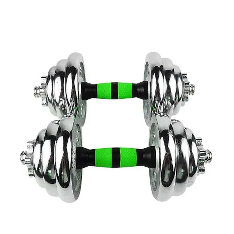 20kg Adjustable Steel Dumbbell Set – Walnut Handle Free Weights for Home Gym