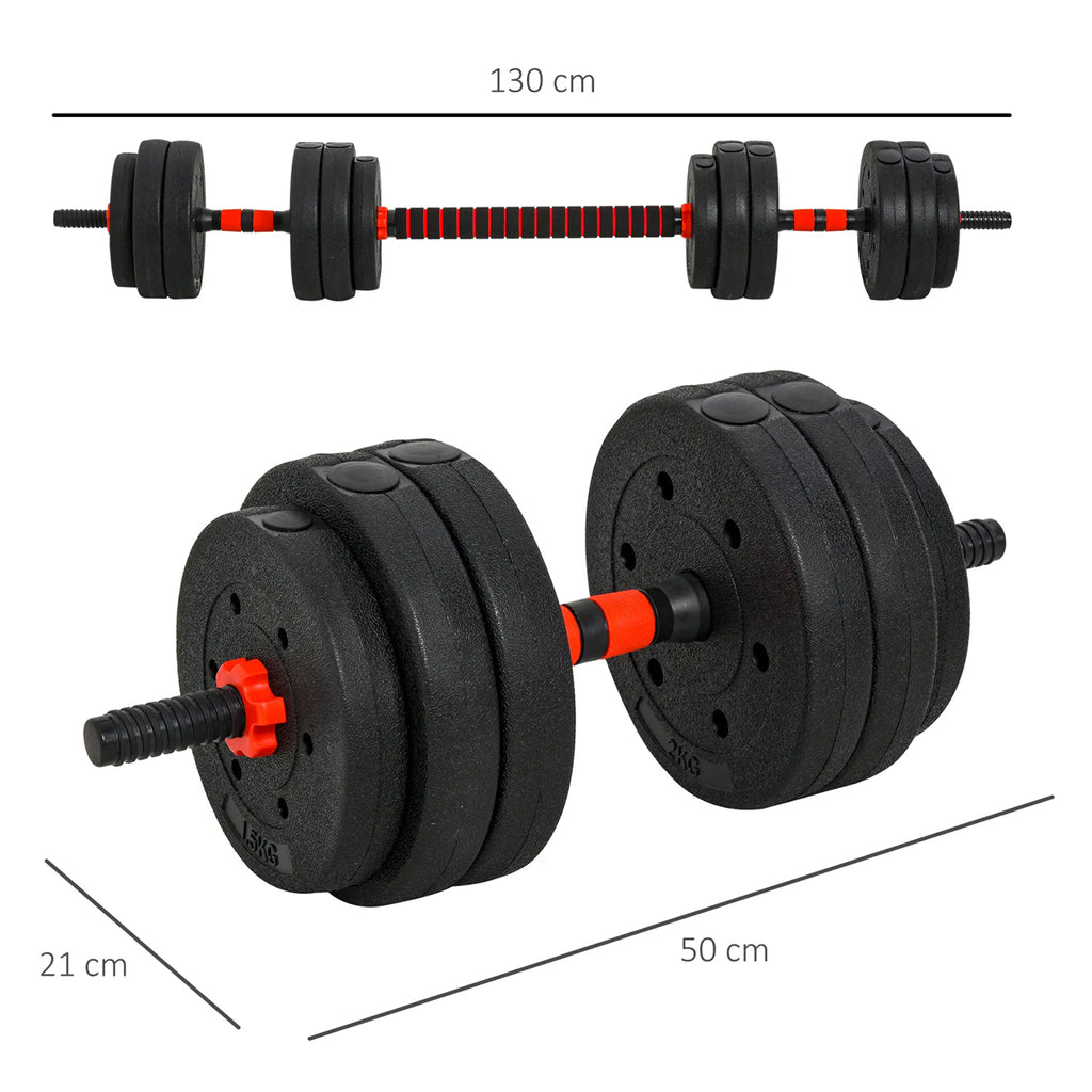 Adjustable Dumbbells & Barbell Set (20 kg / 25 kg / 30 kg) – 2-in-1 Home Gym Free Weights