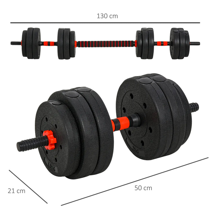 Adjustable Dumbbells & Barbell Set (20 kg / 25 kg / 30 kg) – 2-in-1 Home Gym Free Weights