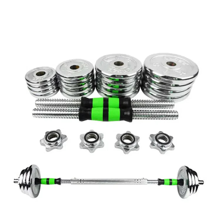 20kg Adjustable Steel Dumbbell Set – Walnut Handle Free Weights for Home Gym