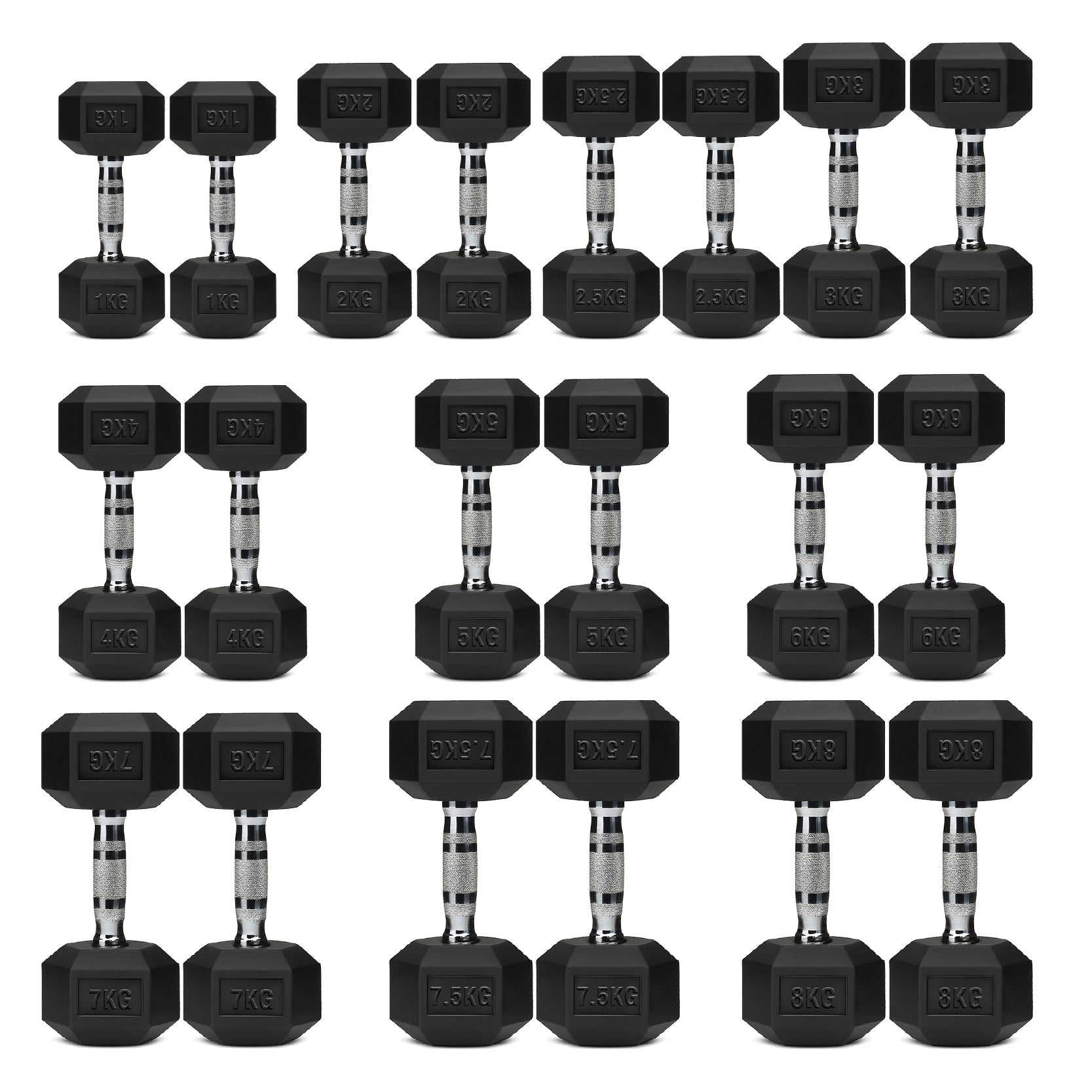 Hex Dumbbell Set 10 Pairs with A10 Tree Rack