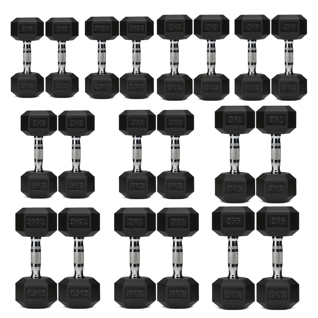 Hex Dumbbell Set 10 Pairs with A10 Tree Rack