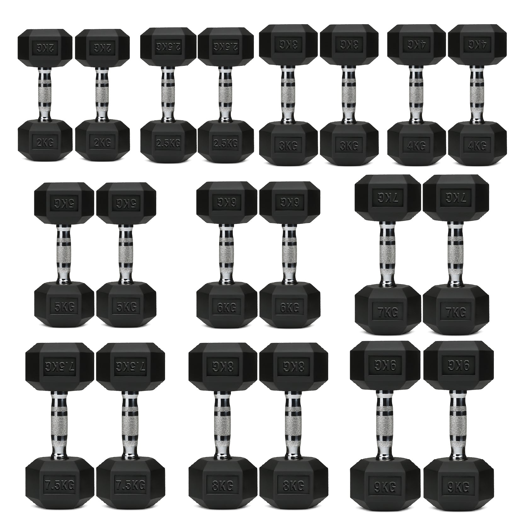 Hex Dumbbell Set 10 Pairs with A10 Tree Rack