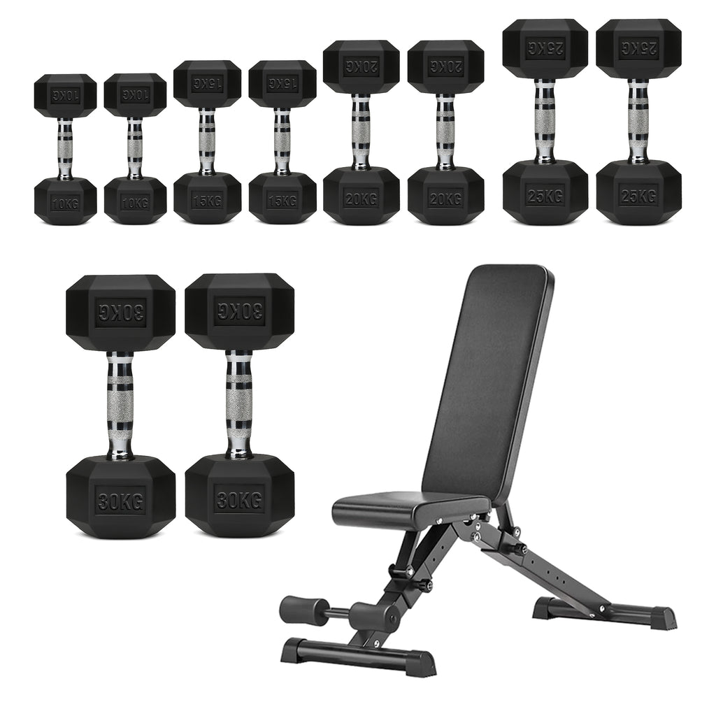 Hex Dumbbell Set – 5 Pairs with 5-Tier Tree Rack