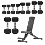 Hex Dumbbell Set – 5 Pairs with 5-Tier Tree Rack