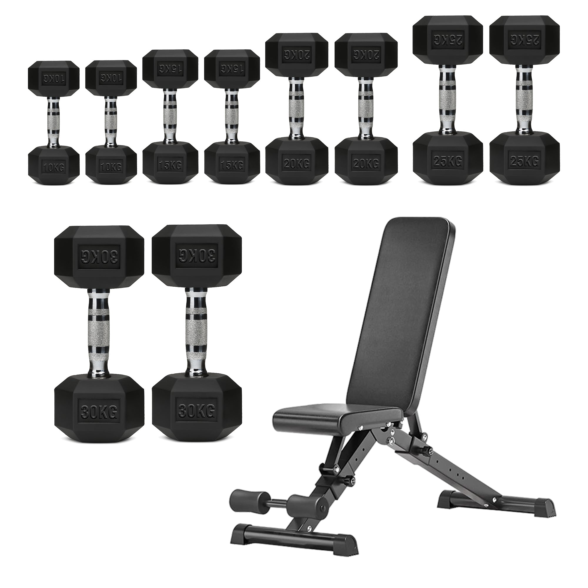 Hex Dumbbell Set – 5 Pairs with 5-Tier Tree Rack