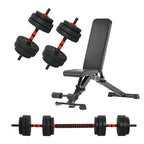 Adjustable Dumbbells & Barbell Set (20 kg / 25 kg / 30 kg) – 2-in-1 Home Gym Free Weights