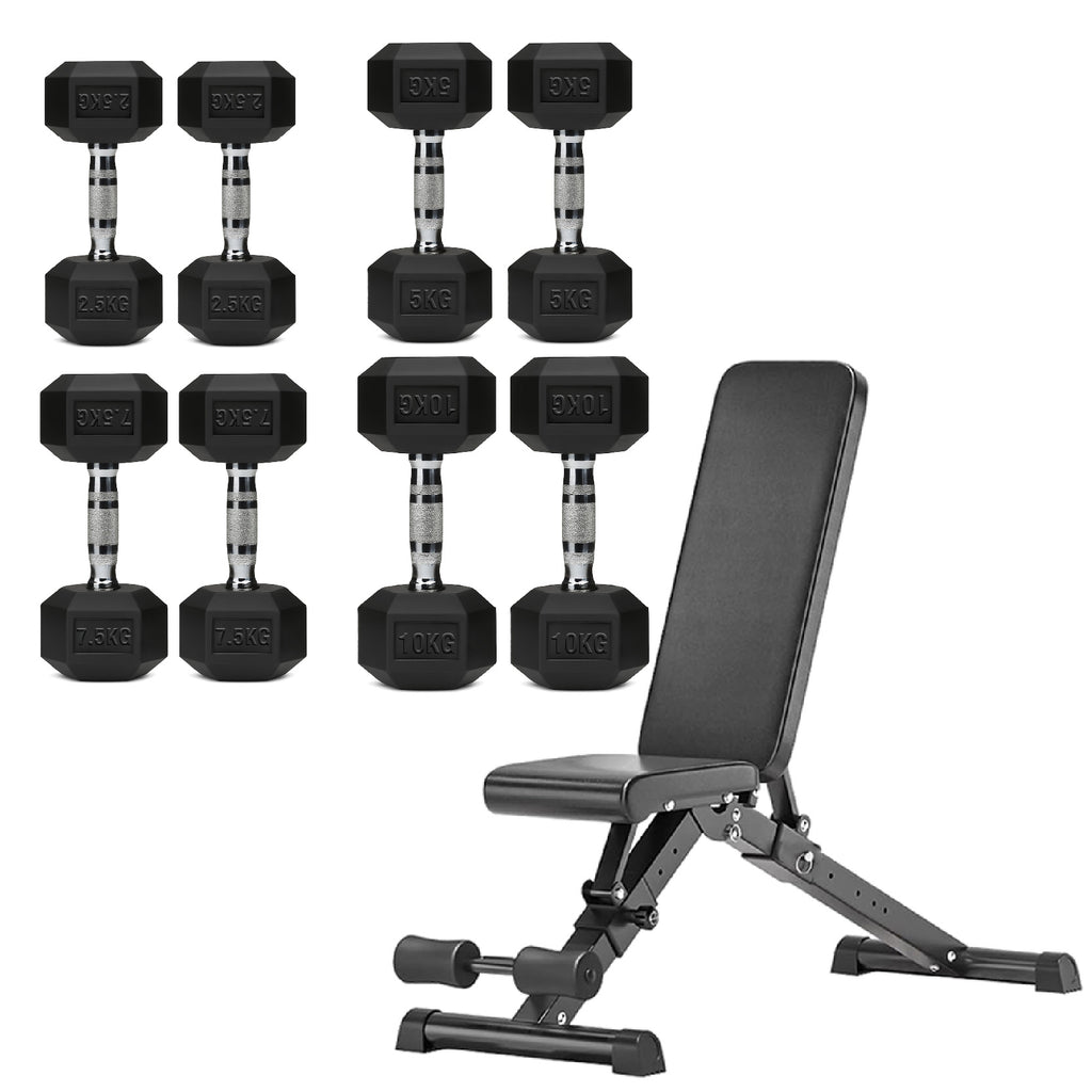 Hex Dumbbell Set 4 Pair with A5 Tier Rack