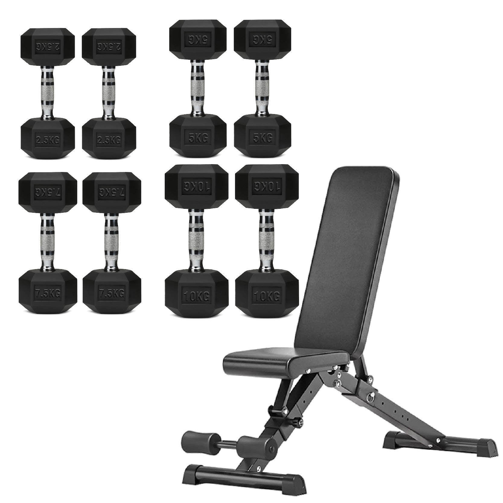 Hex Dumbbell Set 4 Pair with A5 Tier Rack