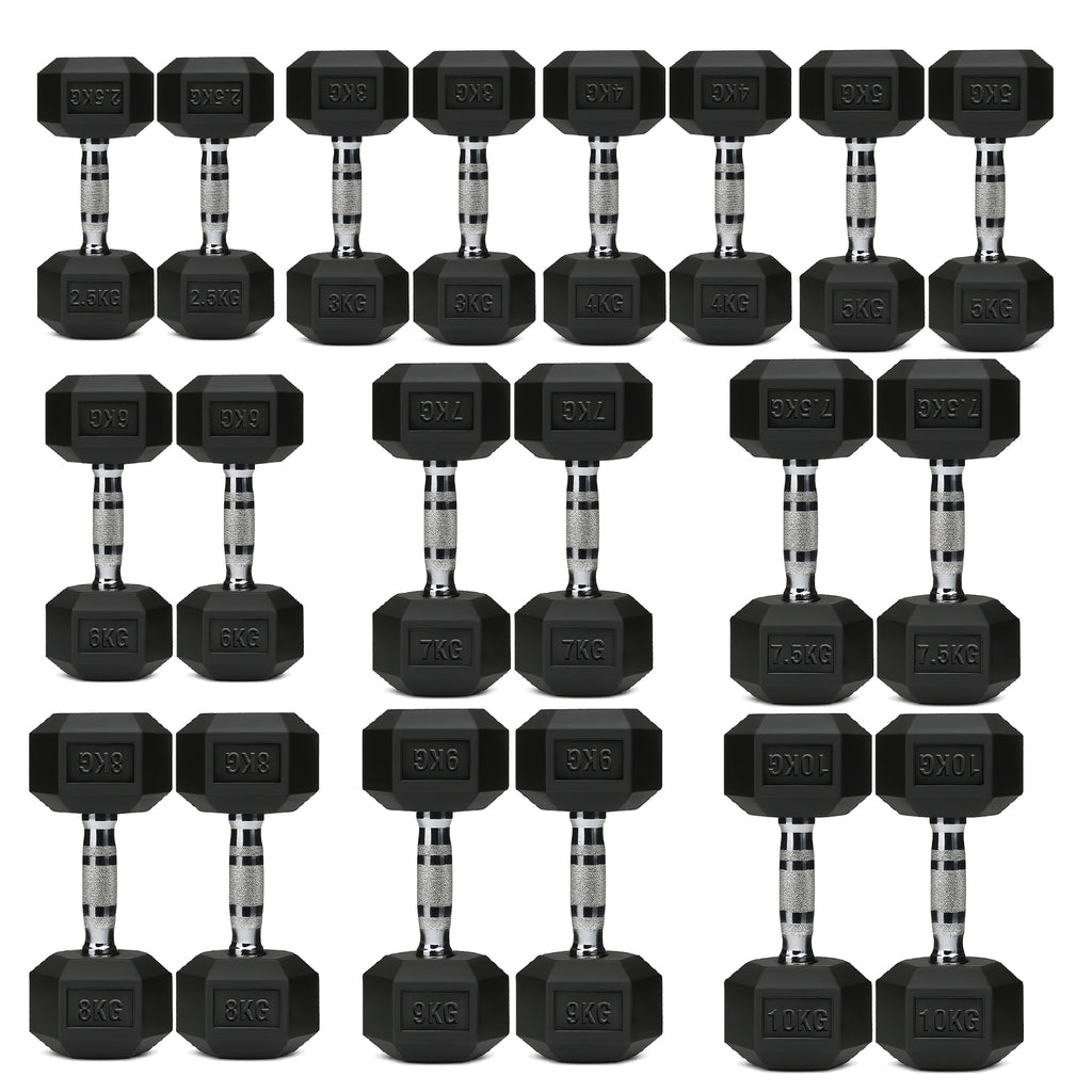 Hex Dumbbell Set 10 Pairs with A10 Tree Rack