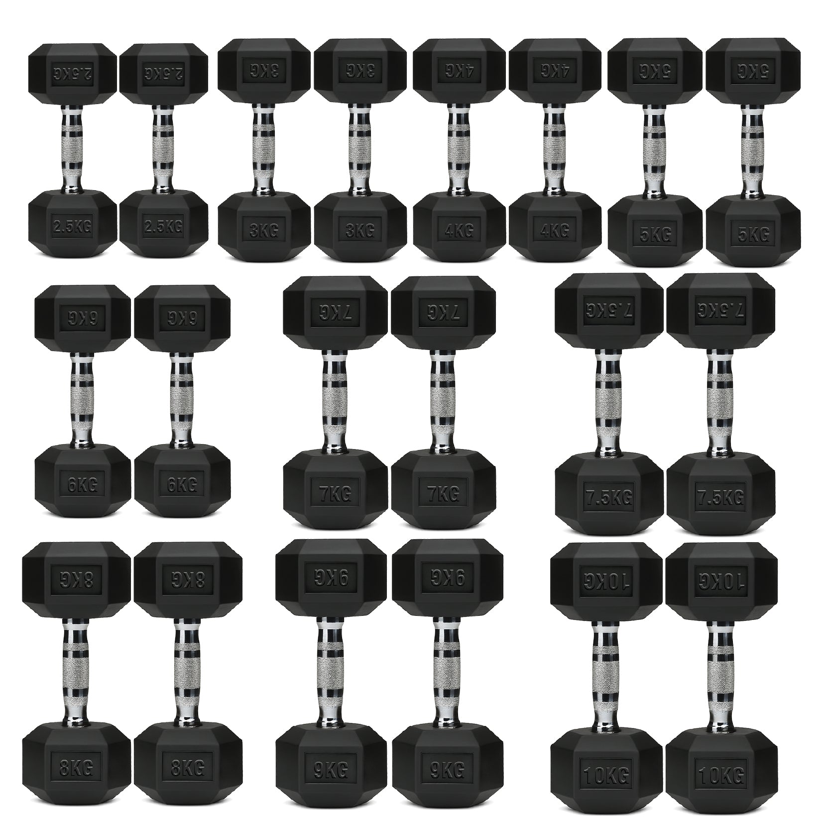 Hex Dumbbell Set 10 Pairs with A10 Tree Rack