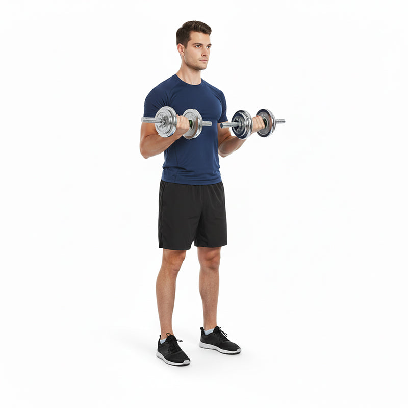 20kg Adjustable Steel Dumbbell Set – Walnut Handle Free Weights for Home Gym
