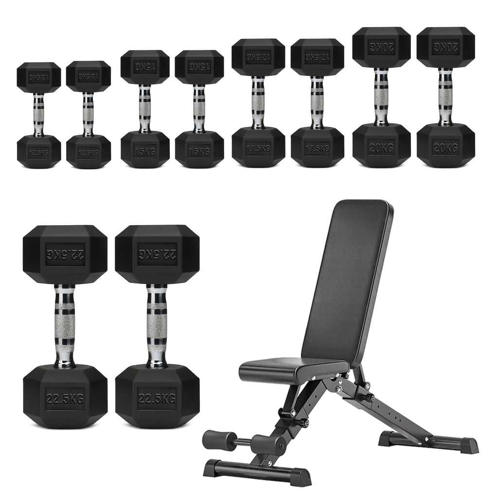 Hex Dumbbell Set – 5 Pairs with 5-Tier Tree Rack