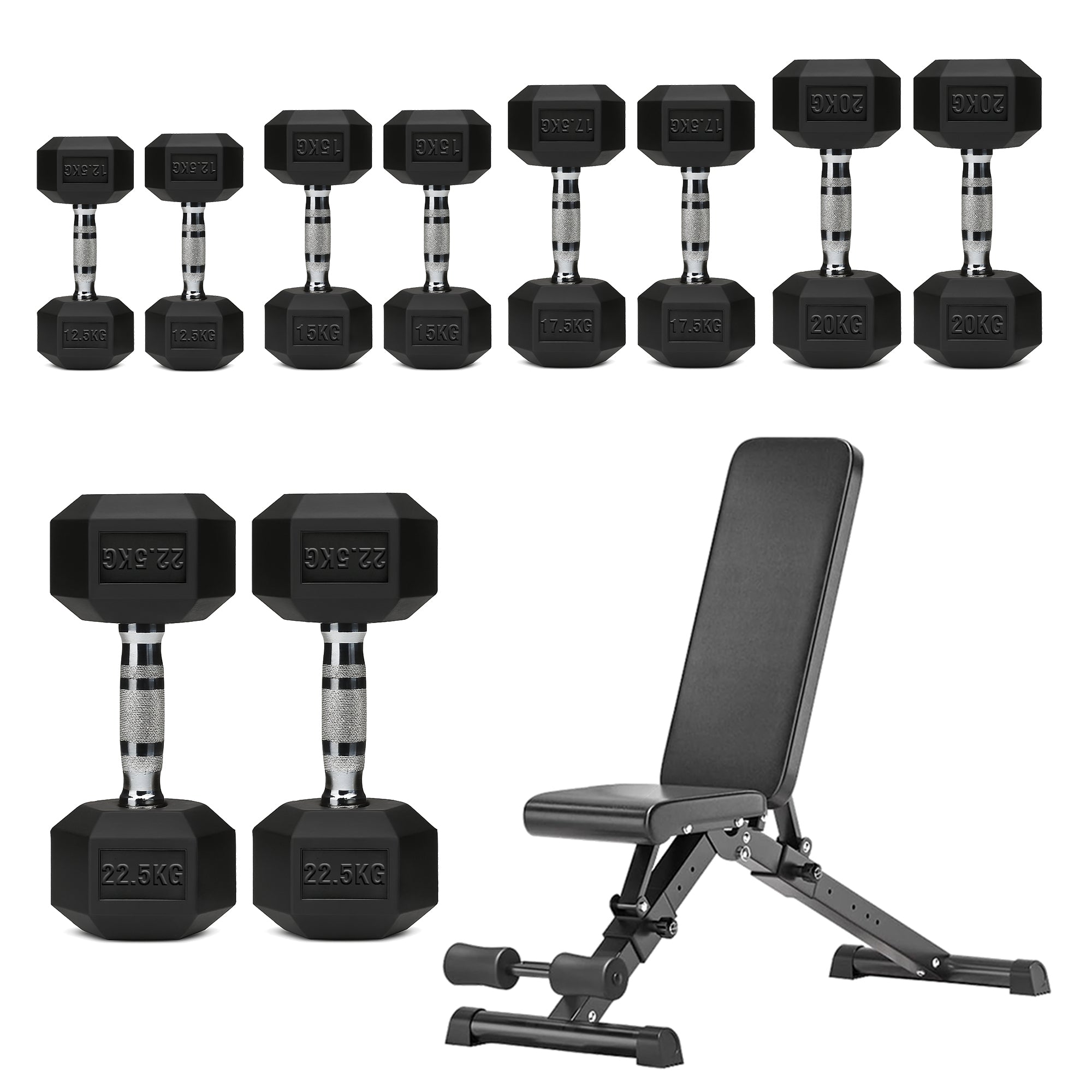 Hex Dumbbell Set – 5 Pairs with 5-Tier Tree Rack