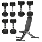 Hex Dumbbell Set – 3 Pairs with 3-Tier Tree Rack