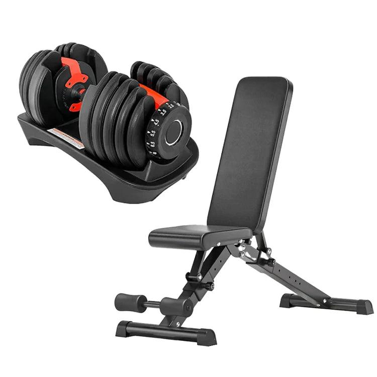 Adjustable Dumbbell Set 24kg (53lbs) – Quick Dial Weights for Home Gym