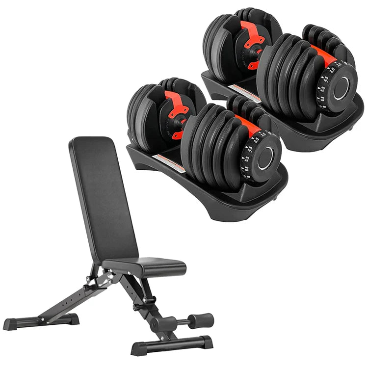 Adjustable Dumbbell Set 24kg (53lbs) – Quick Dial Weights for Home Gym