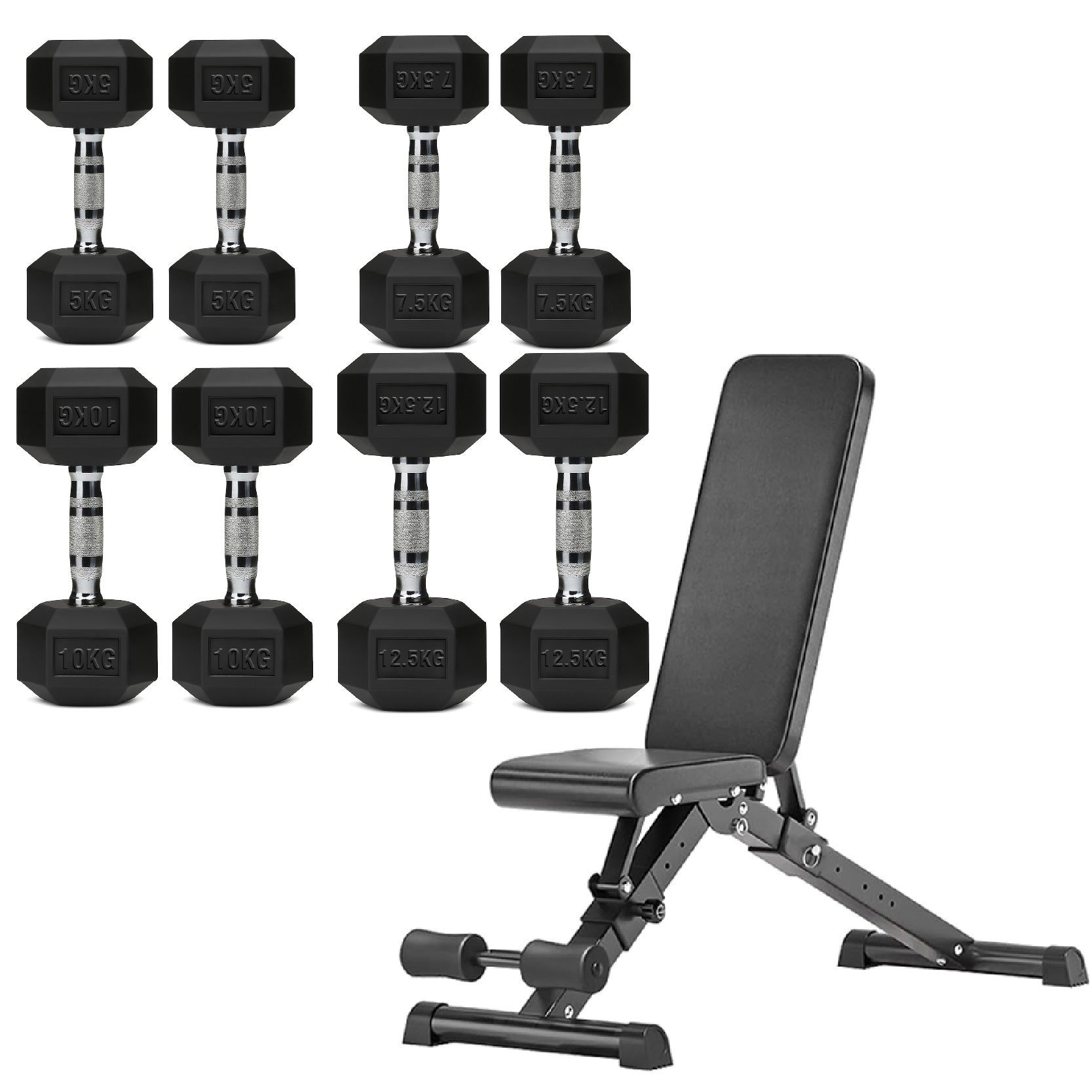 Hex Dumbbell Set 4 Pair with A5 Tier Rack