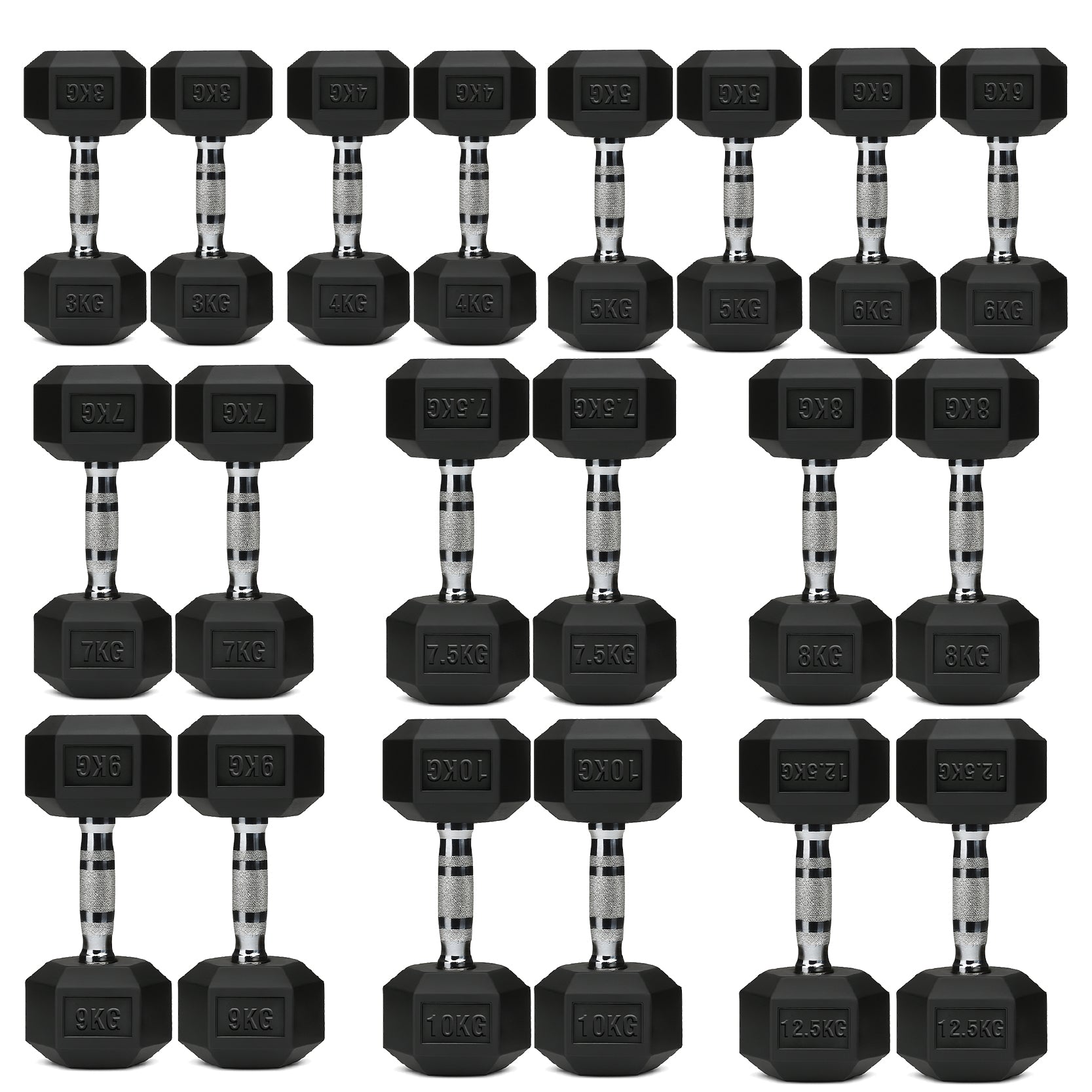 Hex Dumbbell Set 10 Pairs with A10 Tree Rack