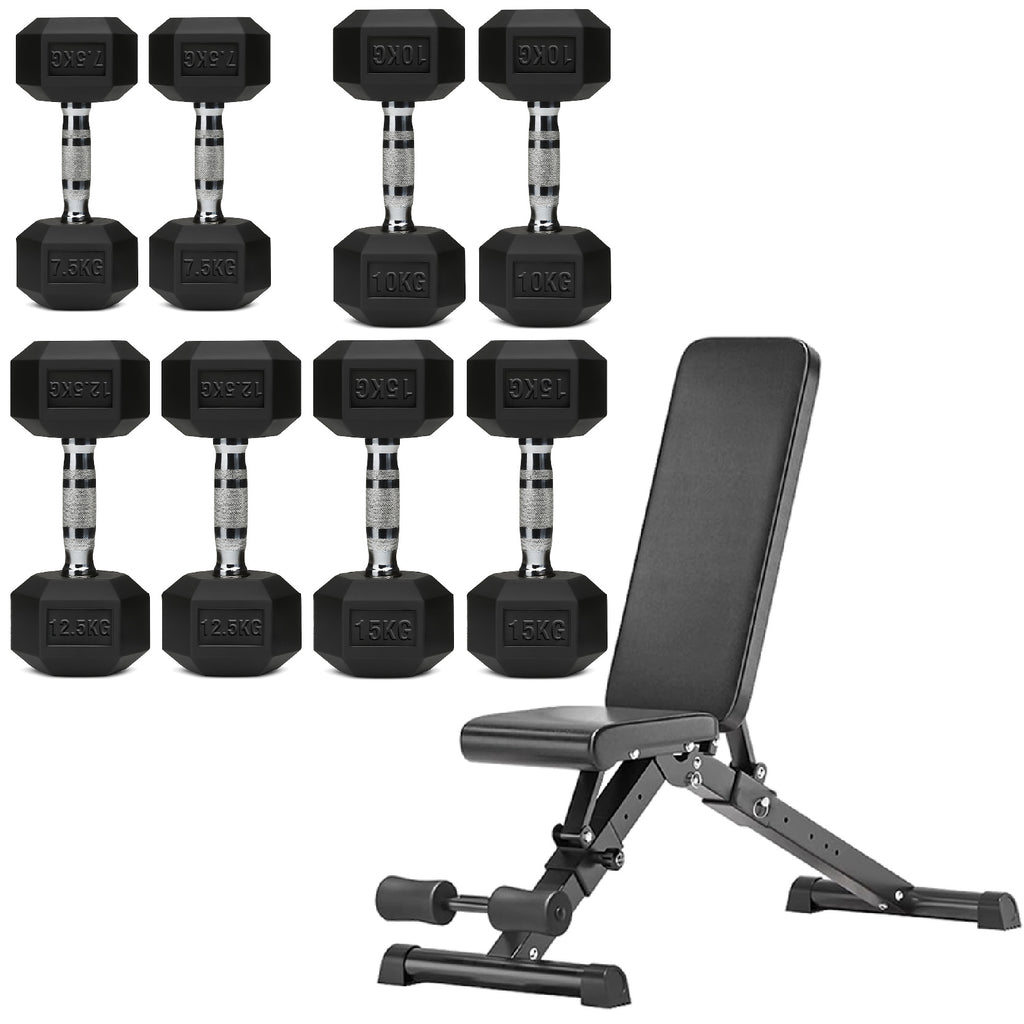 Hex Dumbbell Set 4 Pair with A5 Tier Rack