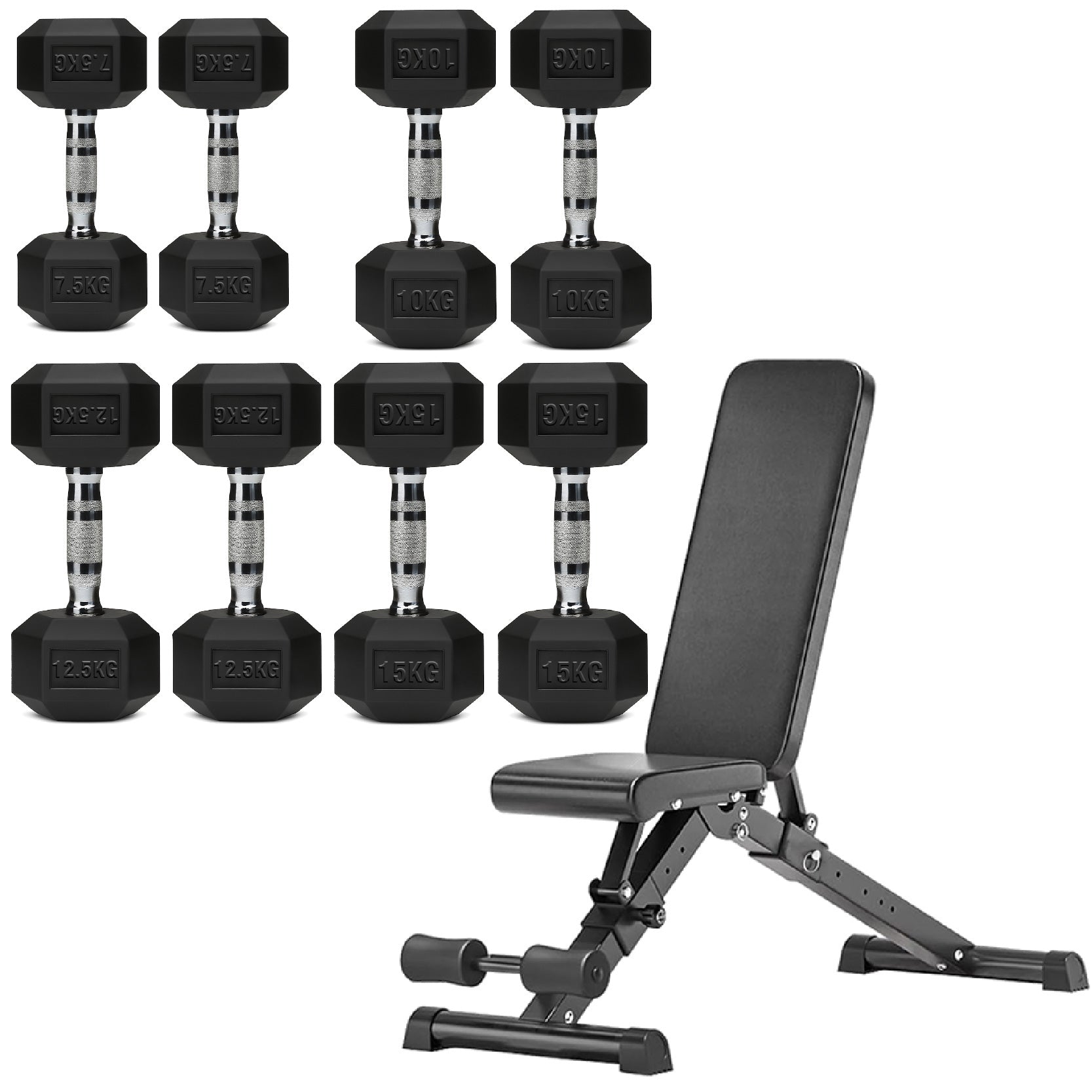 Hex Dumbbell Set 4 Pair with A5 Tier Rack