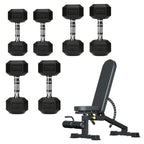 Hex Dumbbell Set – 3 Pairs with 3-Tier Tree Rack