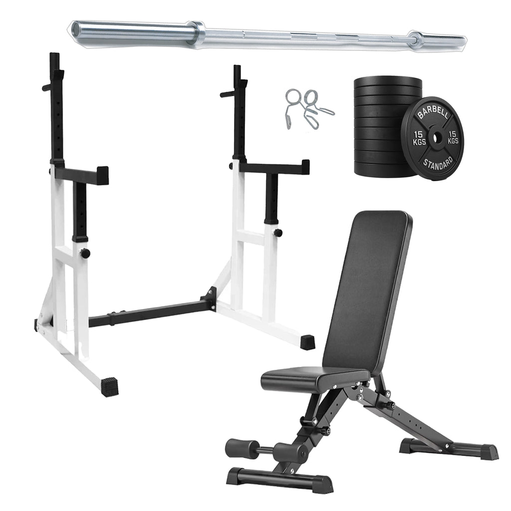 Heavy Duty Squat Rack Black & White | HomeGymDeals UK