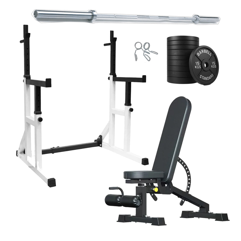 Heavy Duty Squat Rack Black & White | HomeGymDeals UK